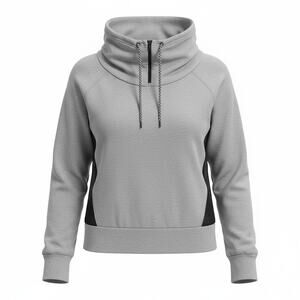 Lucy Black Gray Funnel Neck Pullover Sweatshirt Vented Back Medium